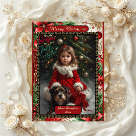 Cartão De Festividades Modern Daughter Floral Christmas Frame 5 Photos