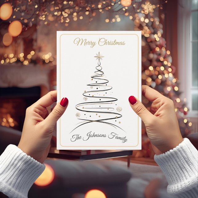 Cartão De Festividades Modern Elegant Minimal Christmas Tree Card (Criador carregado)