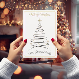 Cartão De Festividades Modern Elegant Minimal Christmas Tree Card