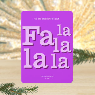 Cartão De Festividades Modern Fa La Purple Simples Tipografia Chic