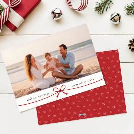 Cartão De Festividades Modern Family Photo Coastal Beach Christmas