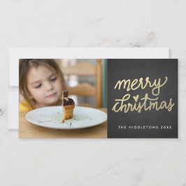 Cartão De Festividades Modern Faux Dourado Feliz Natal Manuscrito