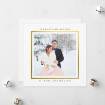 Modern Faux Dourado Primeiro Natal Sr. e Sra. Flat