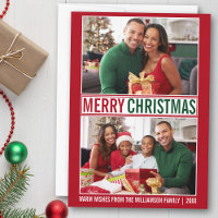 Modern Felry Christmas Family 2 Photo Red