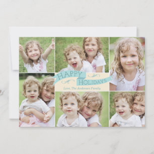 Cartão De Festividades Modern Flag Holiday Photo Card - Blue