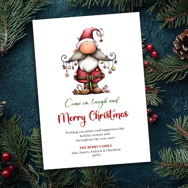 Cartão De Festividades Modern Funny Santa Hand Drawn Festive Greeting (Modern Funny Santa Hand Drawn Festive Greeting)