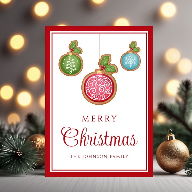 Cartão De Festividades Modern Gingerbread Christmas Baubles  (Criador carregado)