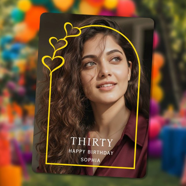 Cartão De Festividades modern Gold Arch and heart 30th Birthday Card (modern Gold Arch and heart 30th Birthday Card)