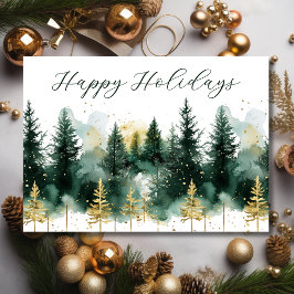 Cartão De Festividades Modern Gold Green Business Christmas Holiday Card