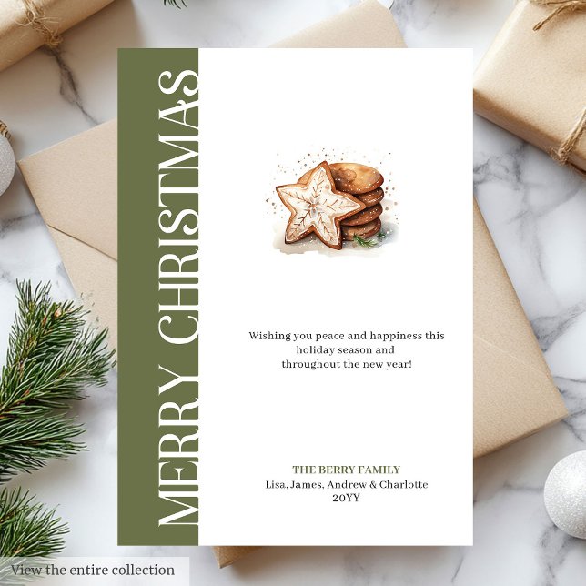 Cartão De Festividades Modern Green Gold Holiday Greetings Digital Card (Modern Green Gold Holiday Greetings Digital Card)