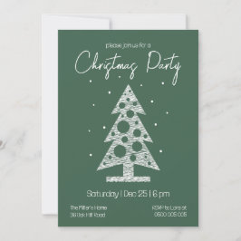 Cartão De Festividades Modern Green & White Christmas Party Invitation