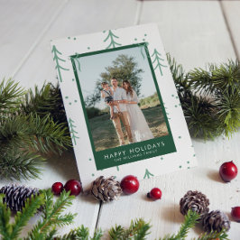 Cartão De Festividades Modern Green Winter Tree Photo Holiday Card