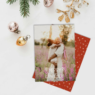 Cartão De Festividades Modern Hand Lettered Feliz Foto De Natal