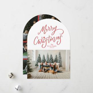 Cartão De Festividades Modern Hand-lettered Merry Christmas Arch Photo