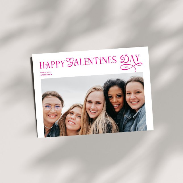 Cartão De Festividades Modern Happy Galentines Day Bestfriends Photo  (Criador carregado)