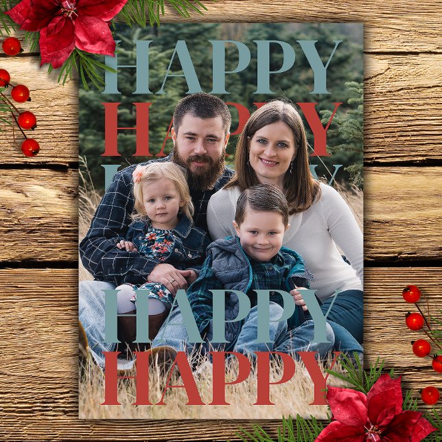 Cartão De Festividades Modern Happy Holidays Family Photo Card (Modern Happy Holidays Family Photo Card)