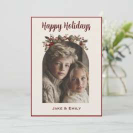 Cartão De Festividades Modern Happy Holidays Family Photo Card