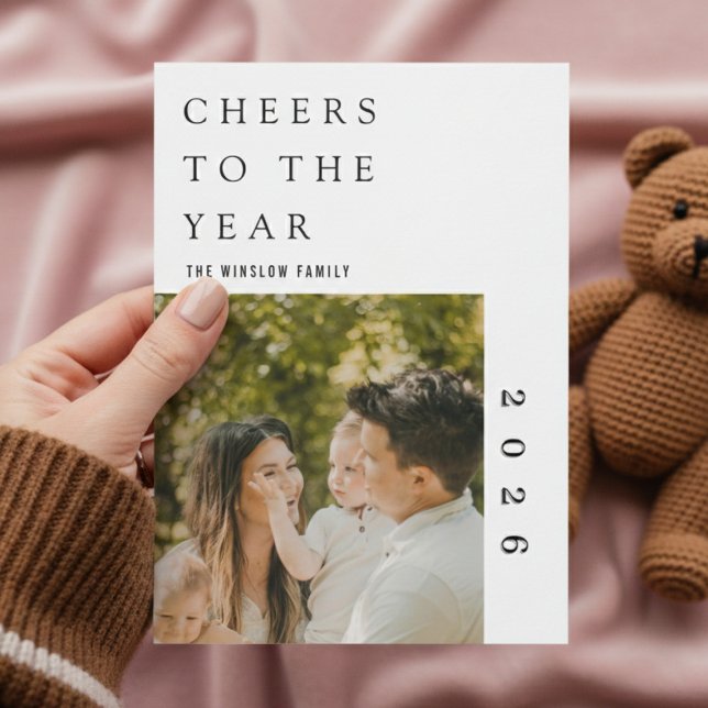 Cartão De Festividades Modern Happy New Year Photo Collage Card | Elegant (Criador carregado)