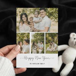 Cartão De Festividades Modern Happy New Year Photo Collage Card | Elegant