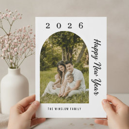 Cartão De Festividades Modern Happy New Year Photo Collage Card | Elegant