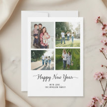 Modern Happy New Year Photo Collage Card | Elegant