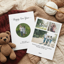 Cartão De Festividades Modern Happy New Year Photo Collage Card | Elegant