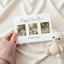 Cartão De Festividades Modern Happy New Year Photo Collage Card | Elegant