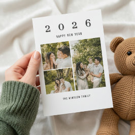 Cartão De Festividades Modern Happy New Year Photo Collage Card | Elegant
