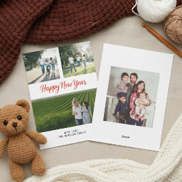 Cartão De Festividades Modern Happy New Year Photo Collage Card | Elegant