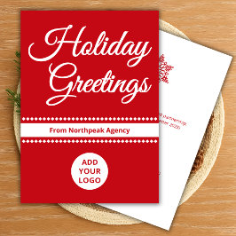 Cartão De Festividades Modern Holiday Card | Upload Logo & Message