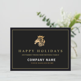 Cartão De Festividades Modern Holly | Logotipo Dourado Elegante