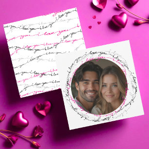 Cartão De Festividades Modern I Love You message with Photo Circle