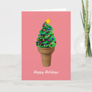 Cartão De Festividades Modern Ice Cream Christmas Tree Greetings Card