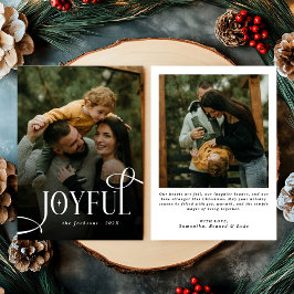 Cartão De Festividades Modern Joyful Family 2 Photo Christmas