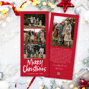 Cartão De Festividades Modern Lettering Cinco Fotos Finas Feliz Natal