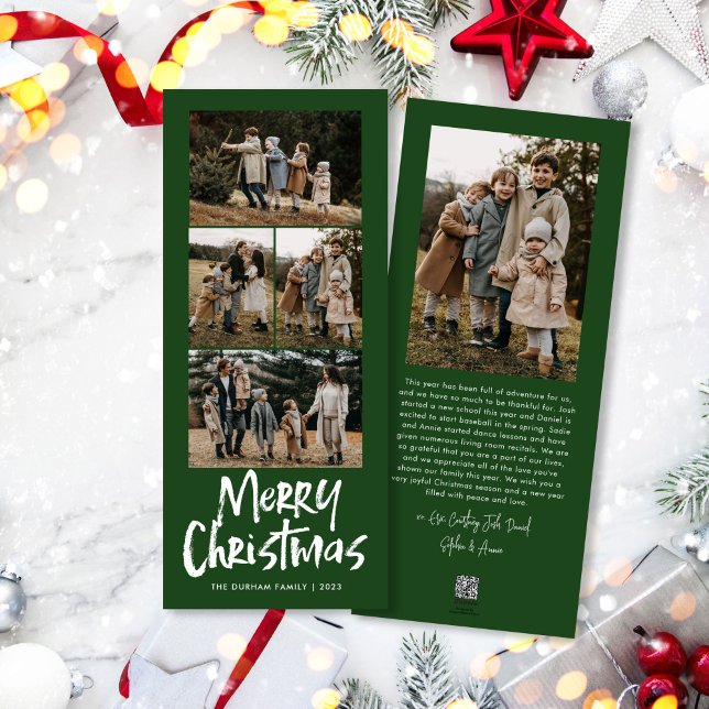 Cartão De Festividades Modern Lettering Cinco Fotos Finas Feliz Natal (Criador carregado)