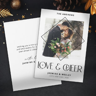 Cartão De Festividades Modern Love & Cheer Casal Foto Natal