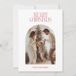 Cartão De Festividades Modern Merry Christmas Family Photo Card