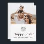 Cartão De Festividades Modern Minimalist Family Photo Happy Easter<br><div class="desc">"Celebrate the joy of the season with this elegant,  minimalist Easter card featuring your favorite family photo and a delicate botanical illustration. Easily personalize the names and year to create a high-quality,  professional keepsake for your loved ones."</div>