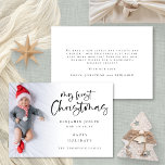 Cartão De Festividades Modern My First Christmas Baby Custom Photo<br><div class="desc">Moderno Meu Primeiro Cartão com fotos De Natal Personalizado. Disponível digitalmente e impresso. É bom celebrar o primeiro Natal do seu bebê. É fácil personalizar um roteiro lúdico para o Meu Primeiro Natal e o resto do texto de cada lado. Substitua a foto da amostra pela sua. Uma camada de...</div>