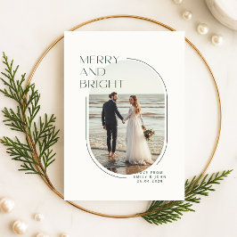 Cartão De Festividades Modern Newlywed Romantic Beach Photo Christmas