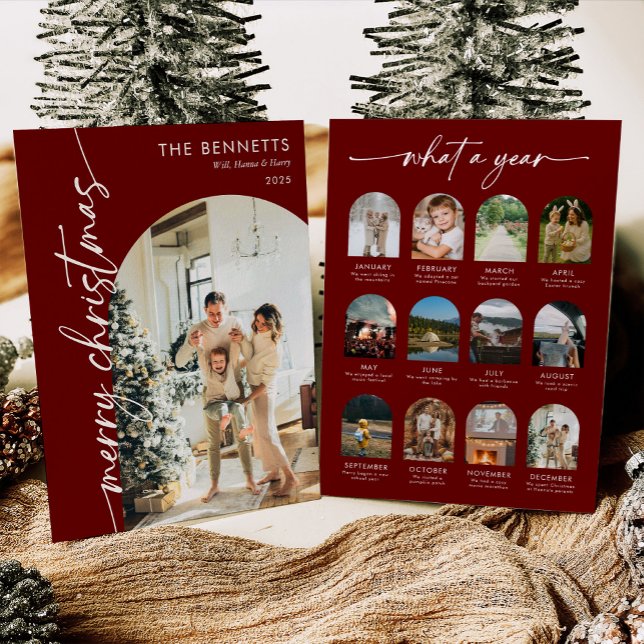 Cartão De Festividades Modern Photo What A Year Merry Christmas  (Criador carregado)