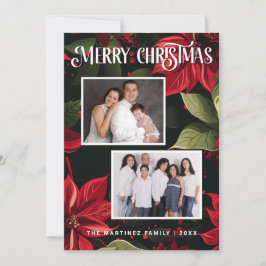 Cartão De Festividades Modern Poinsettia Feliz Foto De Natal