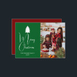 Cartão De Festividades Modern Red Block Signature Merry Christmas Photo<br><div class="desc">Celebrate the season with this bold and modern Christmas design featuring a vibrant red color block and elegant signature typography. The clean minimalist layout perfectly frames your family photo,  creating a sophisticated and joyful greeting for all your loved ones.</div>