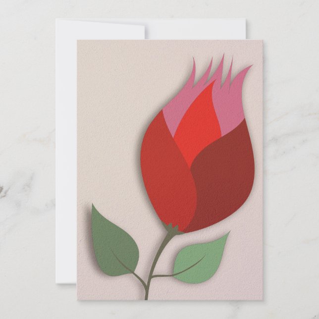 Cartão De Festividades Modern Red Tulip Paper Cutout Art Blank Note (Frente)