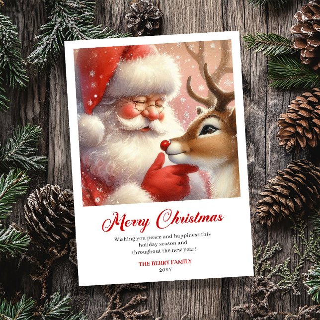Cartão De Festividades Modern Rudolph Santa Claus Humor Christmas Greetin (Modern Rudolph Santa Claus Humor Christmas Greeting Card

)
