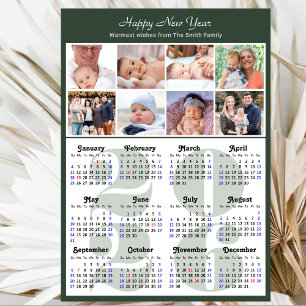 Cartão De Festividades Modern Sage Green 2026 Calendar Family 8 Foto