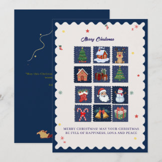 Cartão De Festividades Modern Scandi with Festive Icons Flat Holiday Card