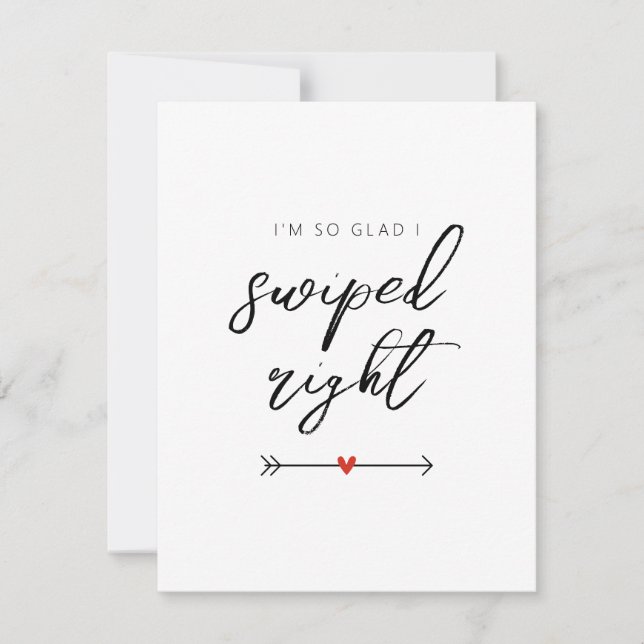 Cartão De Festividades Modern So Glad I Swiped Right Valentine's Flat (Frente)