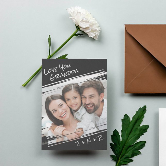 Cartão De Festividades Modern Street Art Adicionar Sua Foto Ama Seu Avô (Criador carregado)